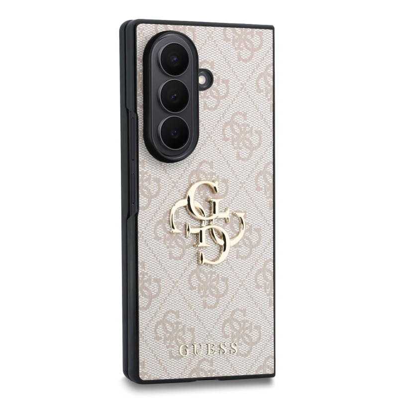 Guess PU 4G Metal Logo hátsó tok a Samsung Galaxy Z Fold 8-hoz, Ultra Pink
