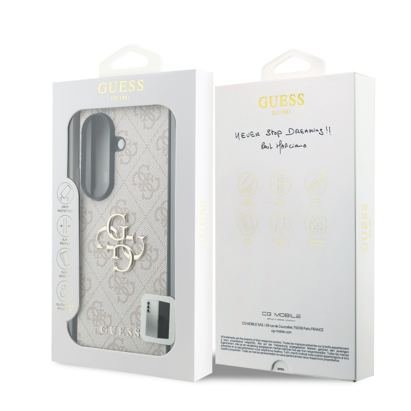 Guess PU 4G Metal Logo hátsó tok a Samsung Galaxy Z Fold 8-hoz, Ultra Pink