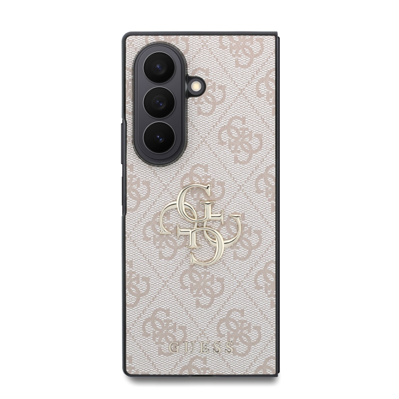Guess PU 4G Metal Logo hátsó tok a Samsung Galaxy Z Fold 8-hoz, Ultra Pink
