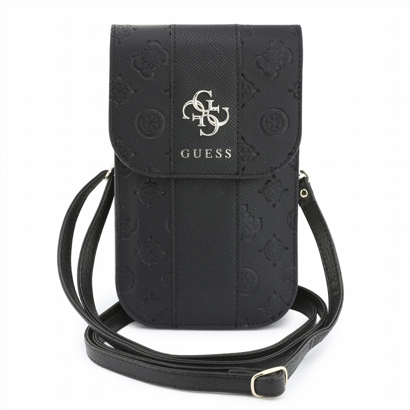 Guess PU 4G Peony Stripe Metal Logo mobiltelefon-táska, fekete