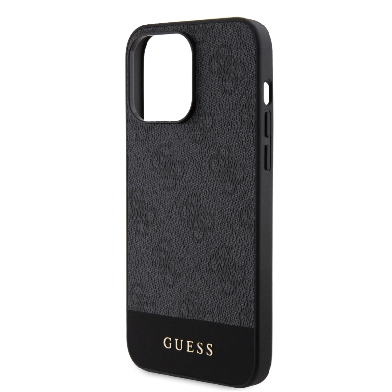 Guess PU 4G csíkos MagSafe hátlap az iPhone 15 Pro Max készülékhez Fekete