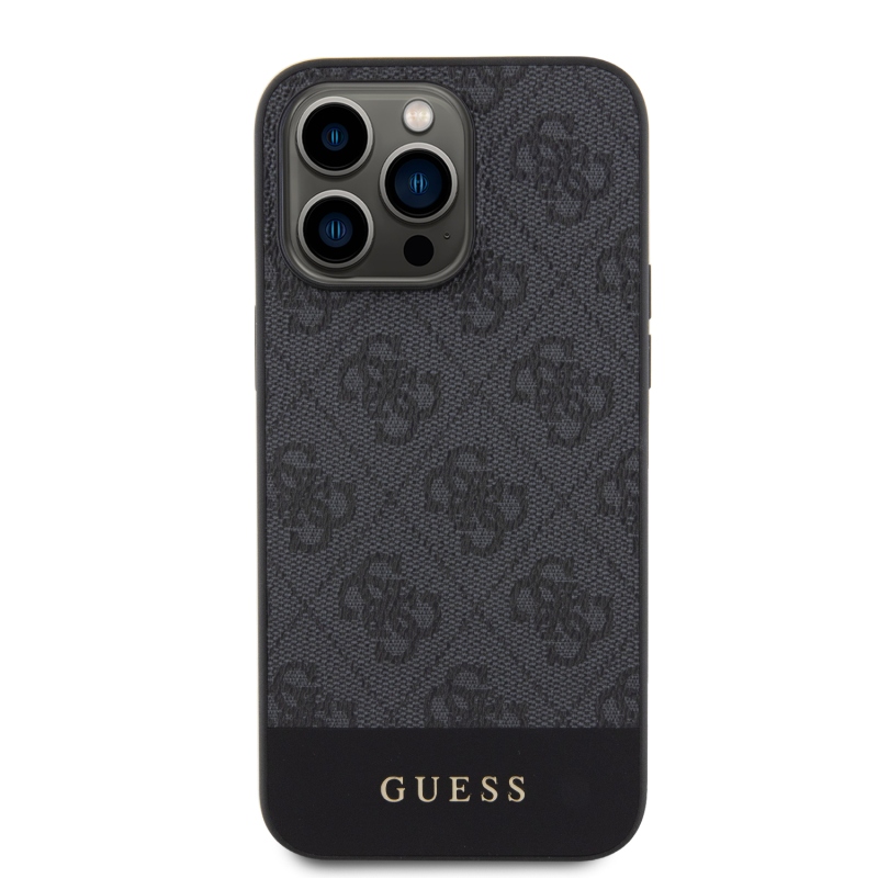 Guess PU 4G csíkos MagSafe hátlap az iPhone 15 Pro Max készülékhez Fekete
