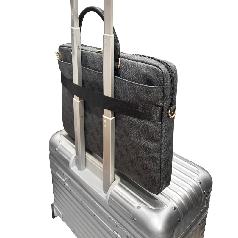 Guess PU 4G Stripe Metal Logo 14-es laptop táska, fekete