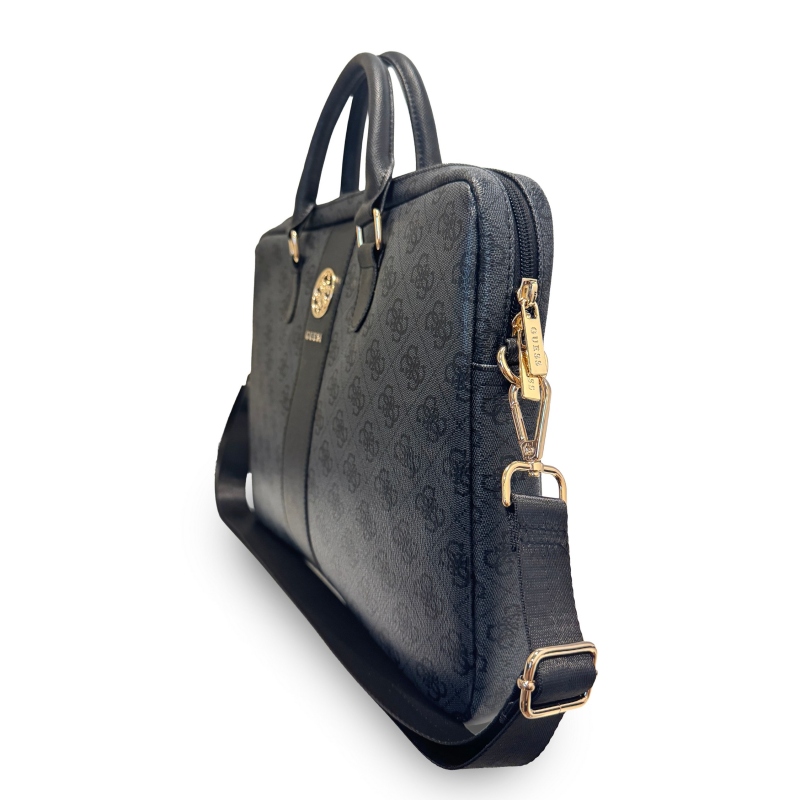Guess PU 4G Stripe Metal Logo 14-es laptop táska, fekete