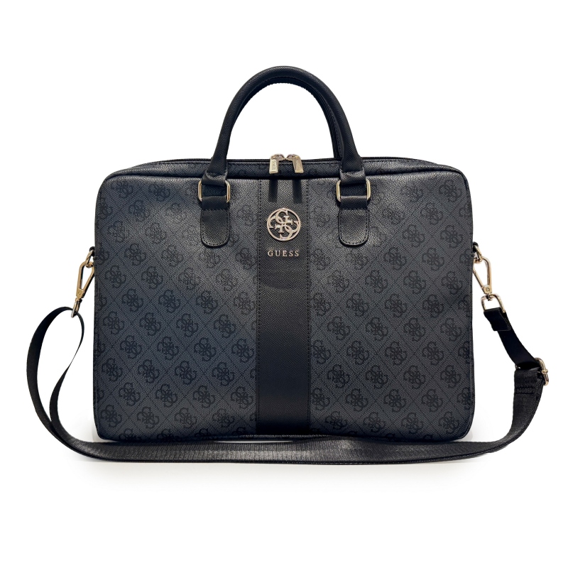 Guess PU 4G Stripe Metal Logo 14-es laptop táska, fekete