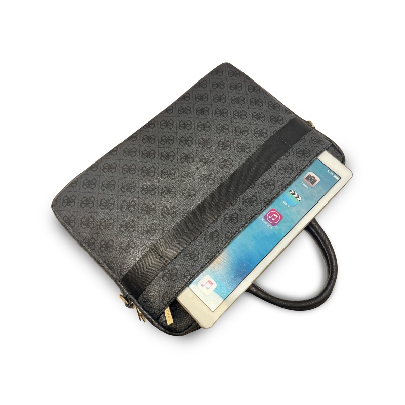 Guess PU 4G Stripe Metal Logo 14-es laptop táska, fekete