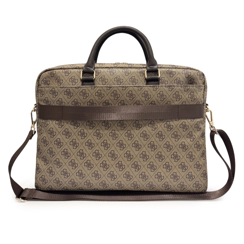 Guess PU 4G Stripe Metal Logo 14-es laptop táska, barna