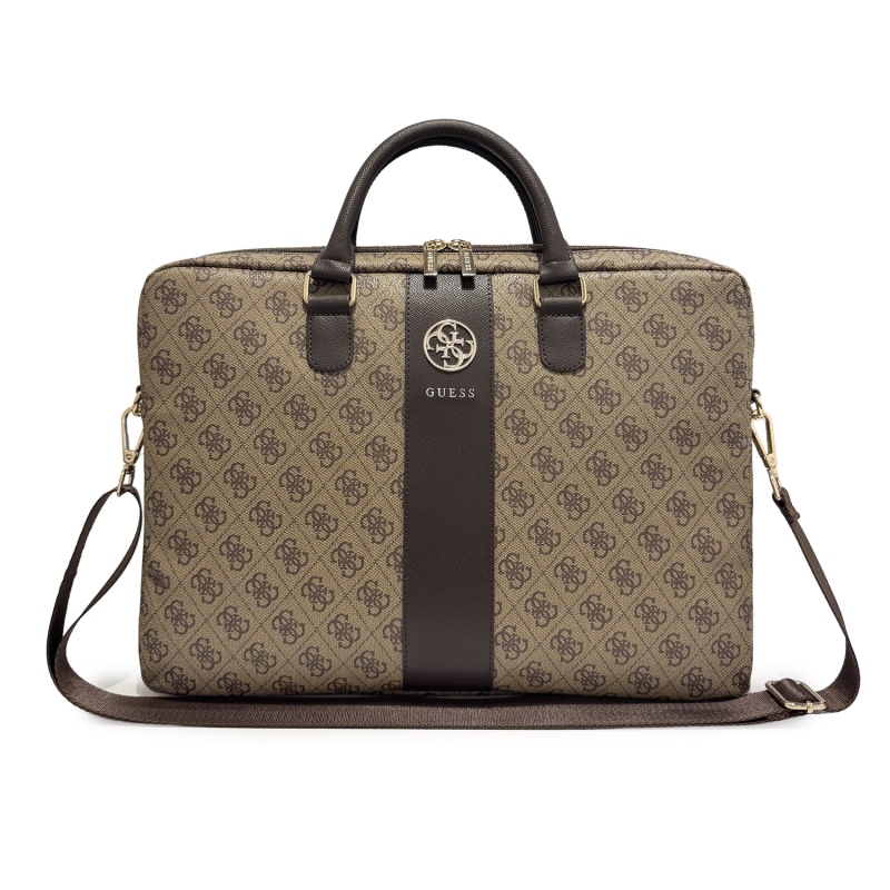 Guess PU 4G Stripe Metal Logo 14-es laptop táska, barna