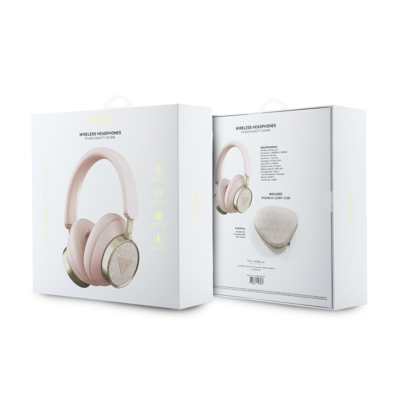 Guess PU 4G háromszög logós ENC vezeték nélküli fejhallgató rózsaszín