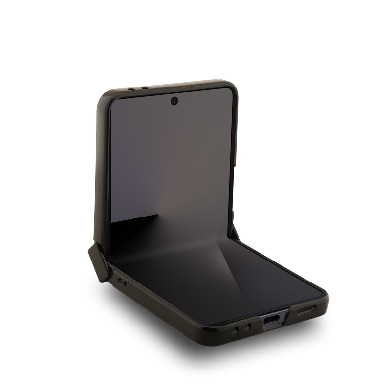 Guess PU bőr 4G színes gyűrűs mágneses hátlap Samsung Galaxy Z Flip 7 Fekete fekete