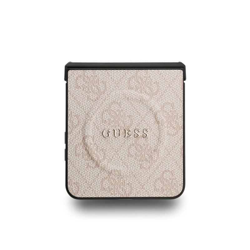 Guess PU bőr 4G színes gyűrűs mágneses hátlap Samsung Galaxy Z Flip 7 rózsaszínű borítóhoz