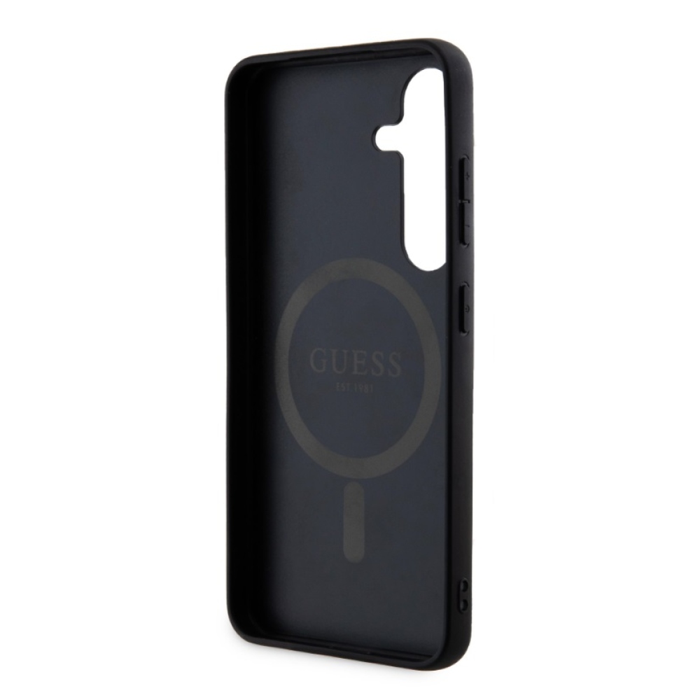 Guess PU bőr 4G színes gyűrűs MagSafe hátlap Samsung Galaxy S24 rózsaszínű borítóhoz