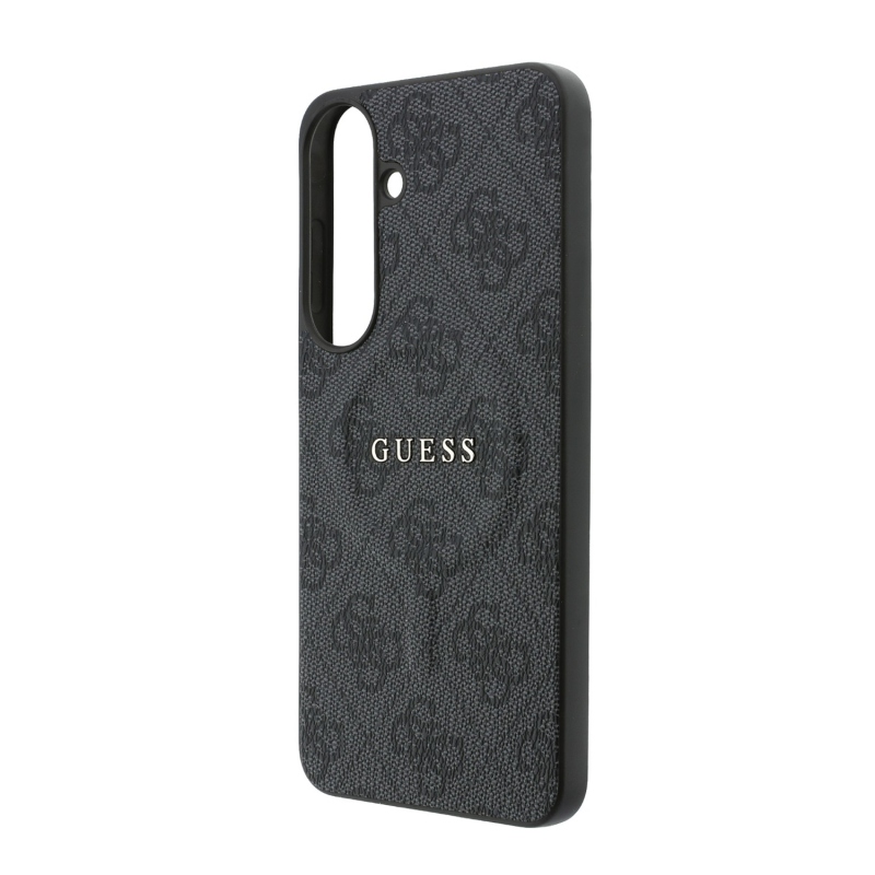 Guess PU bőr 4G aranykeretes mágneses hátlap a Samsung Galaxy S26 FE-hez, fekete