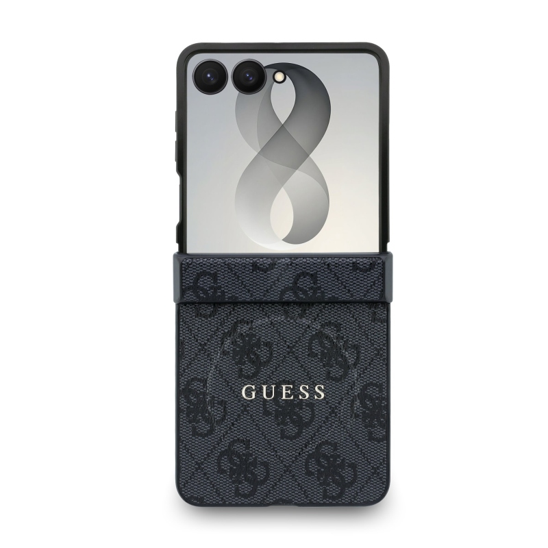Guess PU bőr 4G mágneses hátlap a Samsung Galaxy Z Flip 8-hoz, fekete