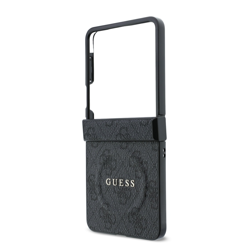 Guess PU bőr 4G mágneses hátlap a Samsung Galaxy Z Flip 8-hoz, fekete