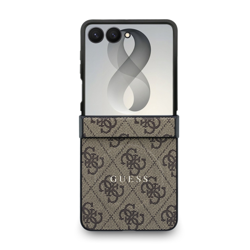 Guess PU bőr 4G mágneses hátlap a Samsung Galaxy Z Flip 8-hoz, barna
