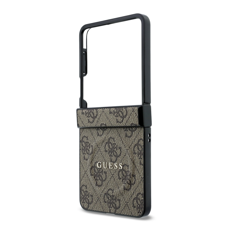 Guess PU bőr 4G mágneses hátlap a Samsung Galaxy Z Flip 8-hoz, barna