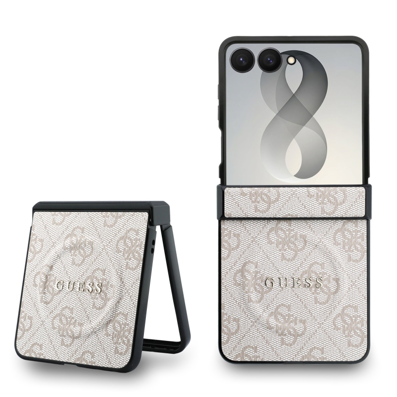 Guess PU bőr 4G mágneses hátlap a Samsung Galaxy Z Flip 8-hoz, rózsaszín