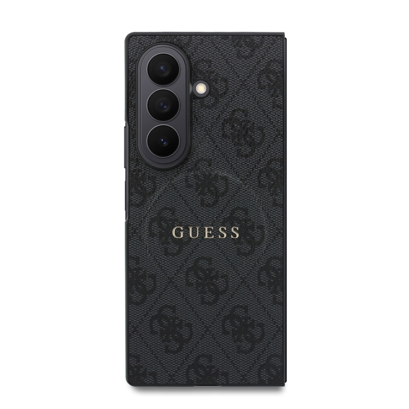 Guess PU bőr 4G mágneses hátlap a Samsung Galaxy Z Fold 8-hoz, Ultra Black