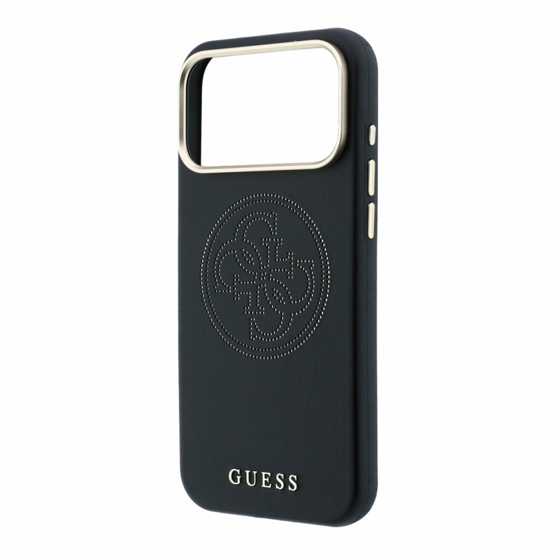 Guess PU Semi Wrap perforált 4G logós MagSafe hátsó tok iPhone 18 Pro-hoz, fekete