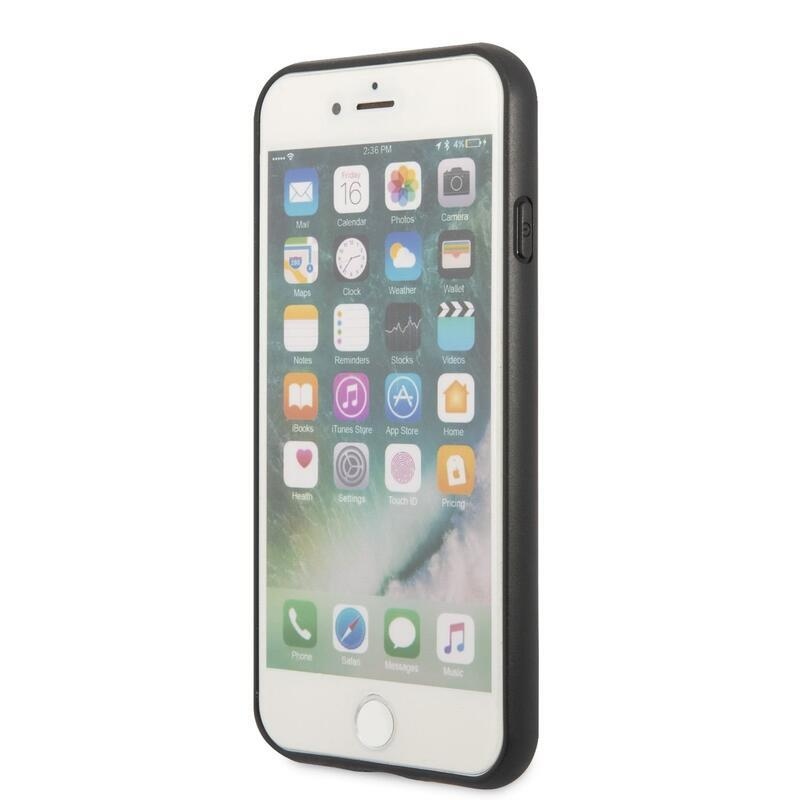 Guess Saffiano gél tok merev háttámlával iPhone 7/8/SE (2020)/SE (2022) készülékekhez – fekete