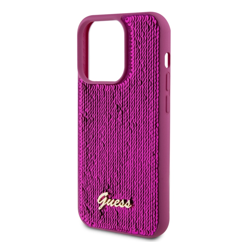 Guess Sequin Script Logo hátlap iPhone 14 Pro Magenta iPhone 14 Pro készülékre