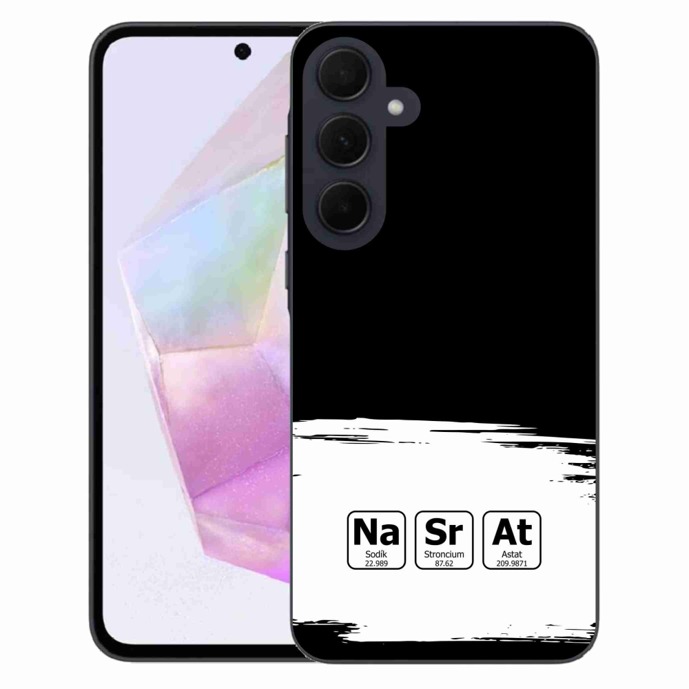 Gél borító mmCase Samsung Galaxy A35 5G - kémiai elemek fehér és fekete háttérrel