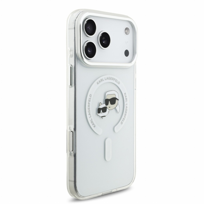Karl Lagerfeld IML K&CH Heads fémkeretes MagSafe hátlap az iPhone 18 Pro Max-hoz, fehér