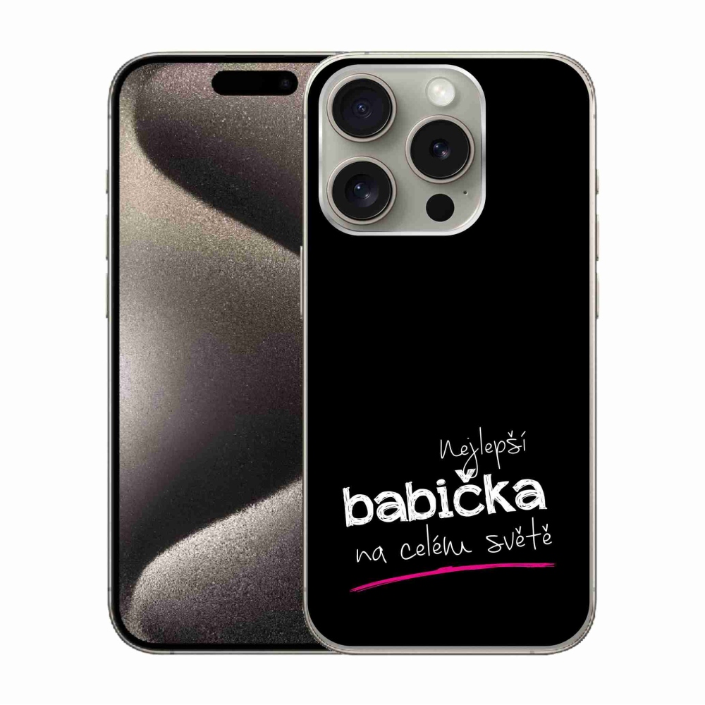 Gél borítás mmCase iPhone 15 Pro készülékhez - A legjobb nagyi 4 fekete háttérrel