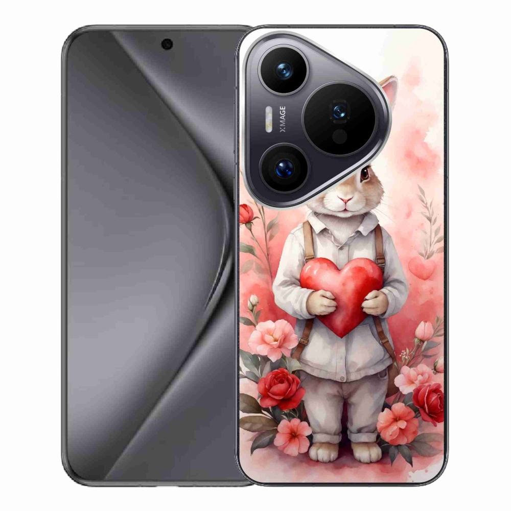 Zselés borítás mmCase a Huawei Pura 70 Pro számára - nyúl szívvel