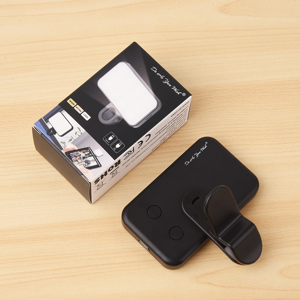 Mini LED mobiltelefon-világítás csíptetővel, 24 LED-del - fekete