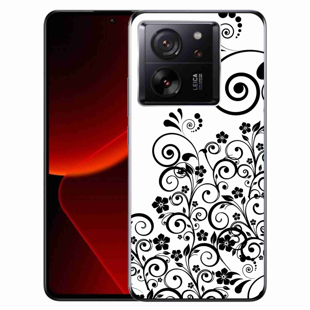 Zselés borítás mmCase a Xiaomi 13T/13T Pro számára - fekete és fehér virágminták