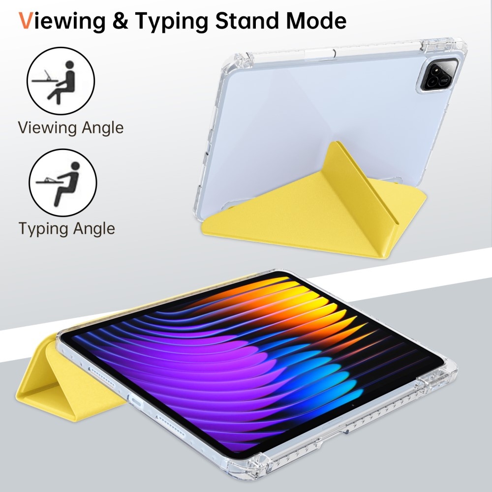 Origami intelligens pozicionáló tok Xiaomi Pad 7/7 Pro táblagéphez - sárga