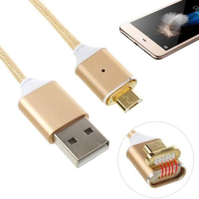 GX7 fonott micro USB kábel mágneses leválasztással - 1m - arany színű