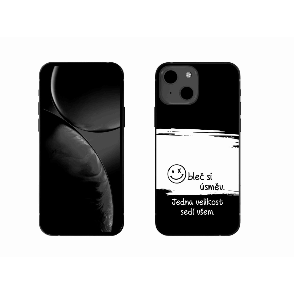 Gél borító mmCase iPhone 13 6.1 készülékhez - vicces szöveg 8 fehér és fekete háttérrel