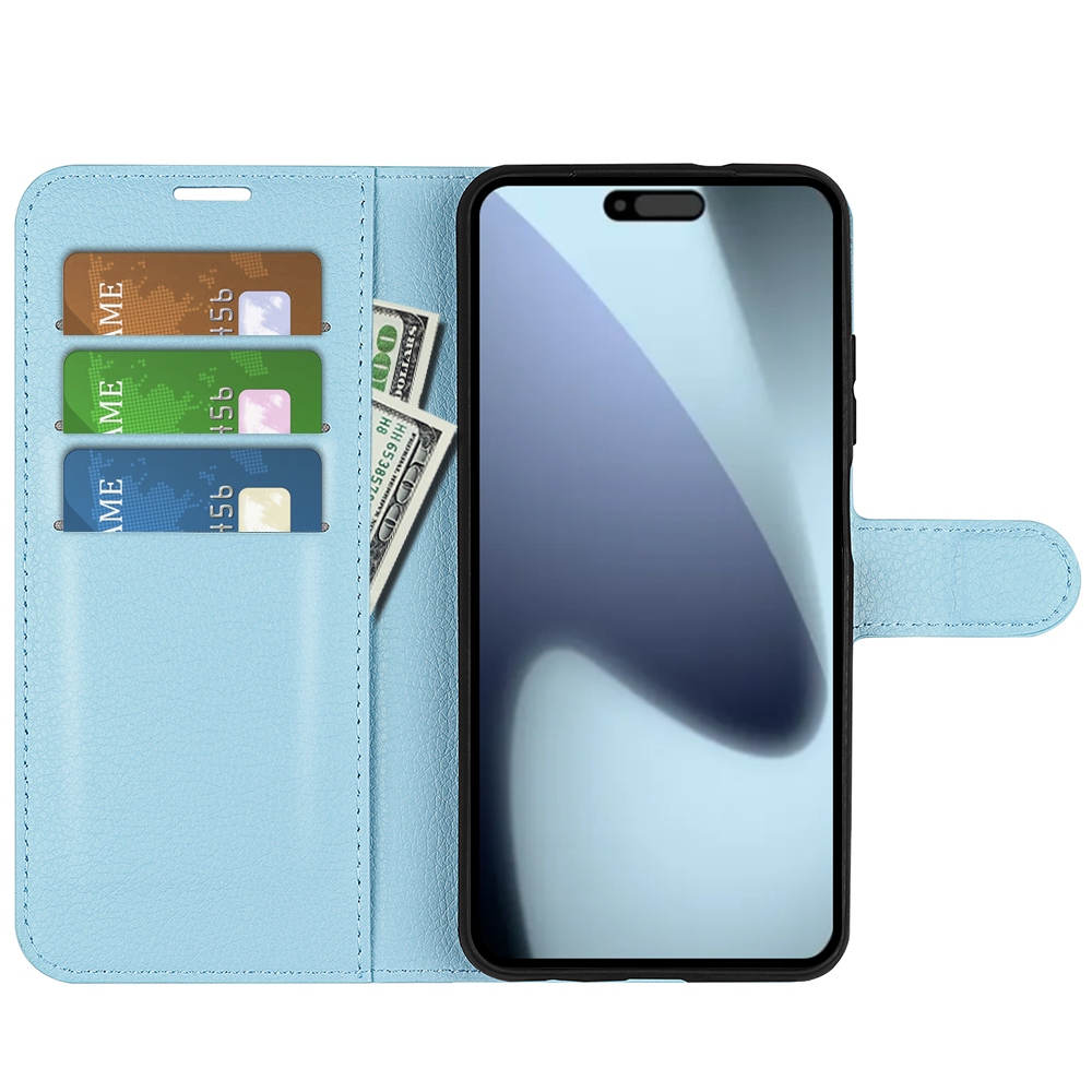 Litchi könyvtáska iPhone 17 készülékhez - kék