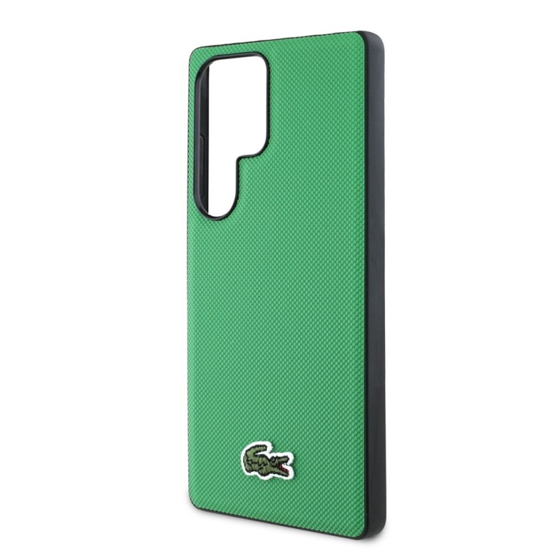 Lacoste Iconic Petit Pique Woven Logo MagSafe hátlap a Samsung Galaxy S25 Ultra Green számára