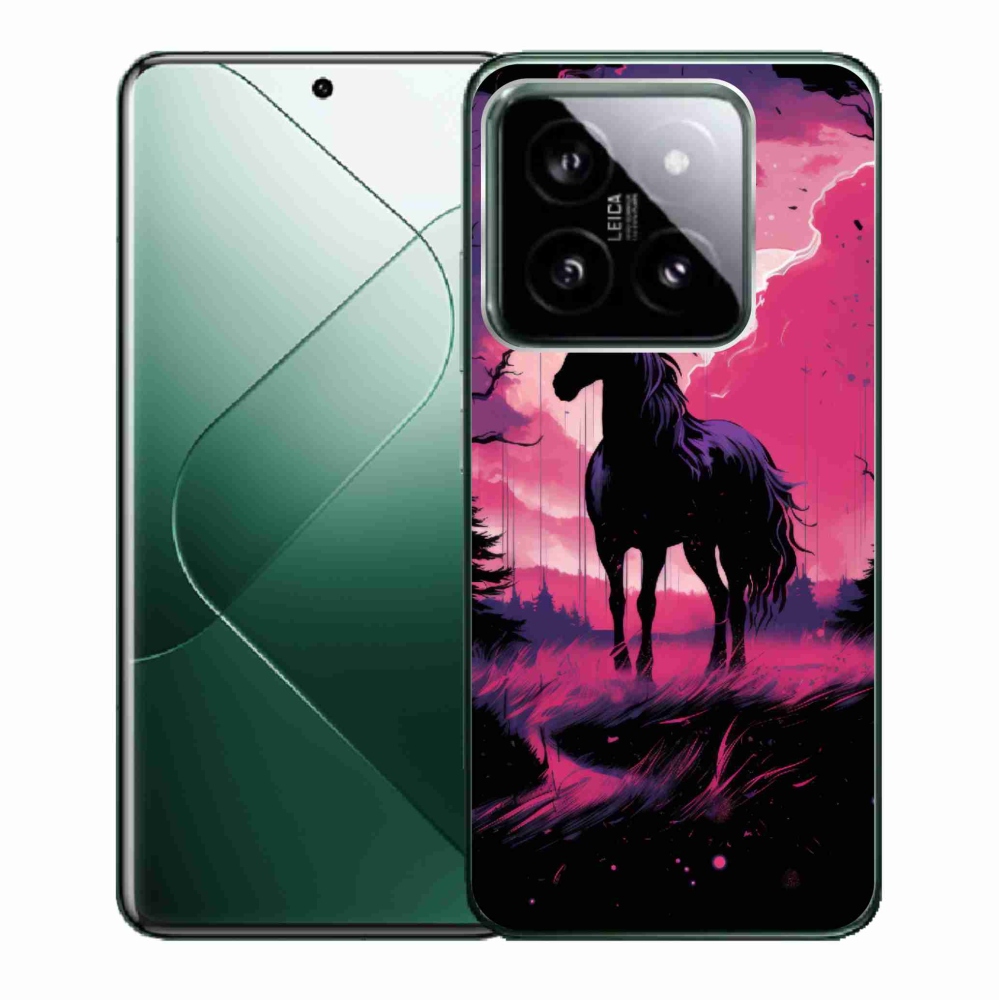 Gél borító mmCase a Xiaomi 14 - fekete rajzfilm ló 1