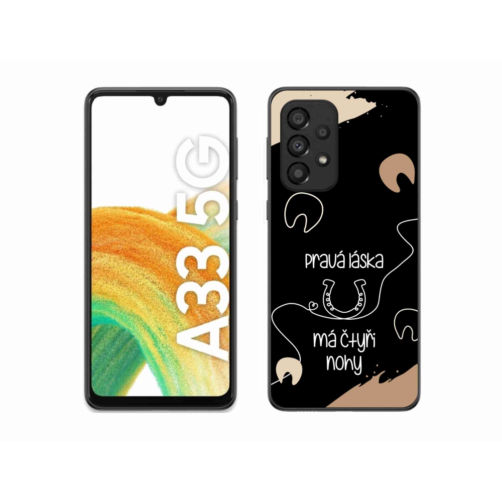 Gél borítás mmCase Samsung Galaxy A33 5G - ló motívum fekete háttérrel