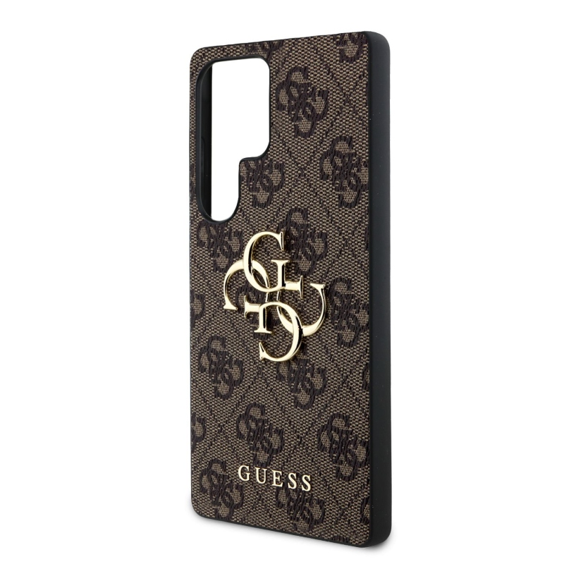 Guess PU 4G fém logós hátlap Samsung Galaxy S25 Ultra Brownhoz