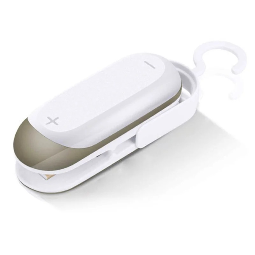 Kompakt, akkumulátoros élelmiszerzacskó-hegesztő – fehér