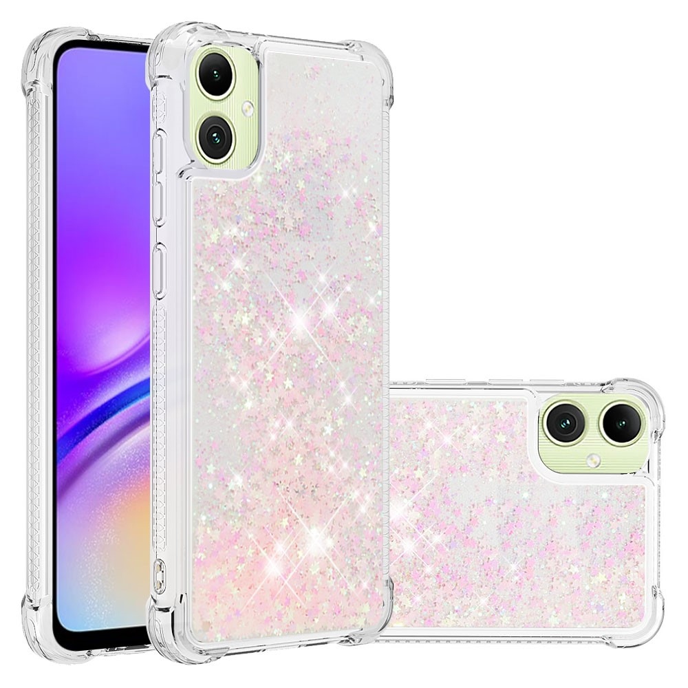 Glitter homokóra zselés tok Samsung Galaxy A06 4G - rózsaszín / csillagok