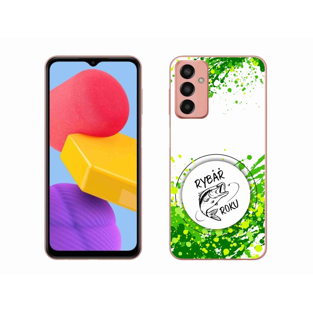 Zselés borító mmCase Samsung Galaxy M13 készülékhez - Az év horgásza fehér háttérrel