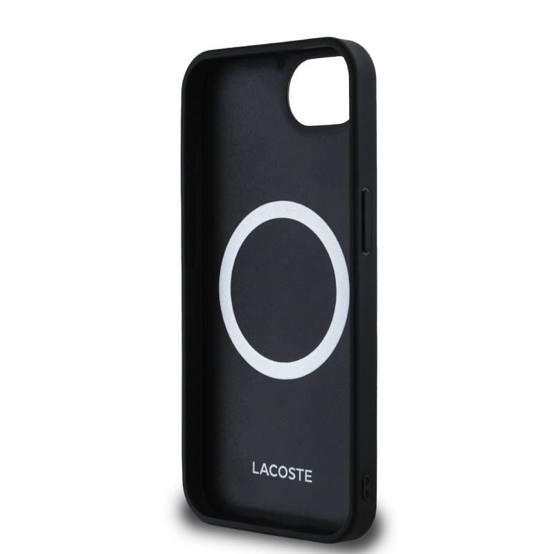 Lacoste Iconic Petit Pique Woven Logo MagSafe hátlapi borító iPhone 16e Fekete