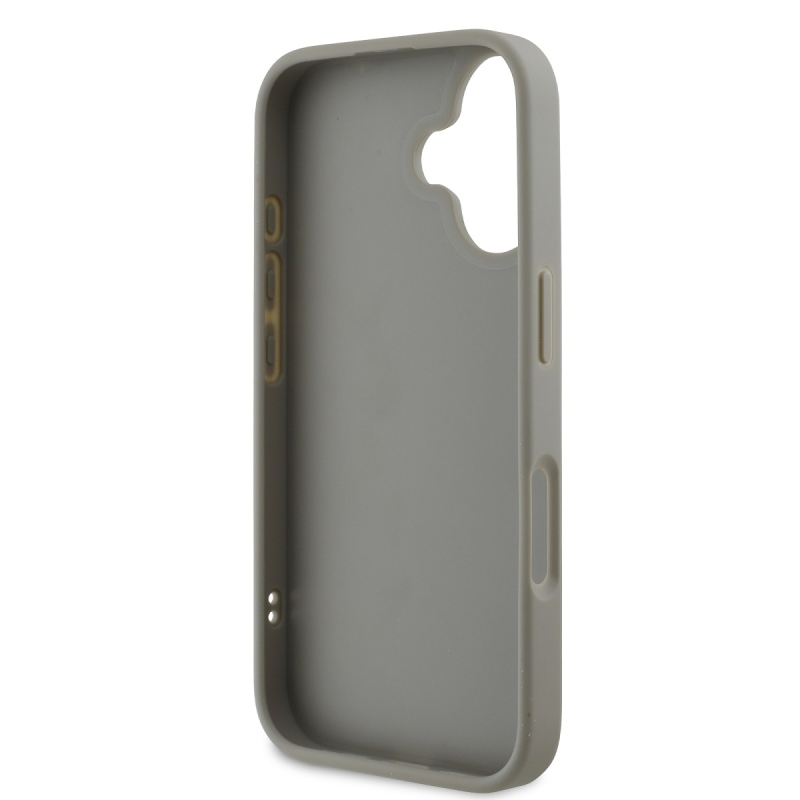 DKNY PU bőr steppelt stack logó hátlap iPhone 16 szürke