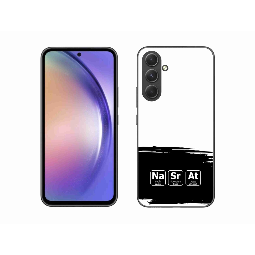 Gél borító mmCase Samsung Galaxy A54 5G - kémiai elemek fekete és fehér háttérrel