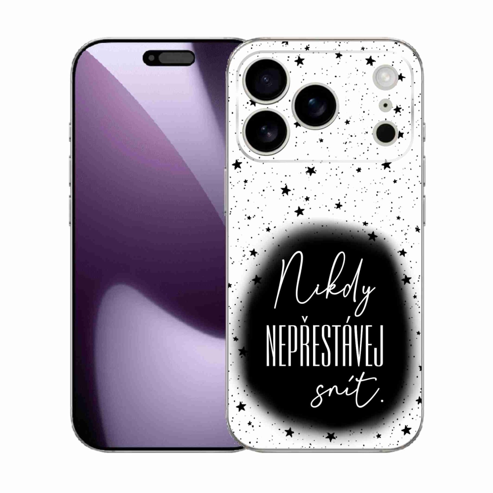 Gél borítás mmCase iPhone 17 Pro készülékhez - Idézet 1 fekete és fehér háttér