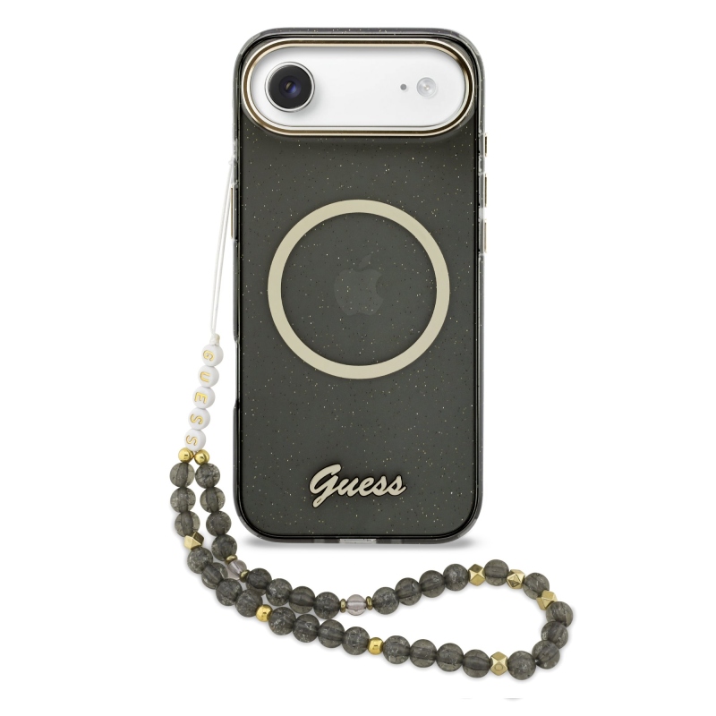 Guess IML Glitter Script Strap MagSafe hátlapi borító az iPhone Air készülékhez Fekete