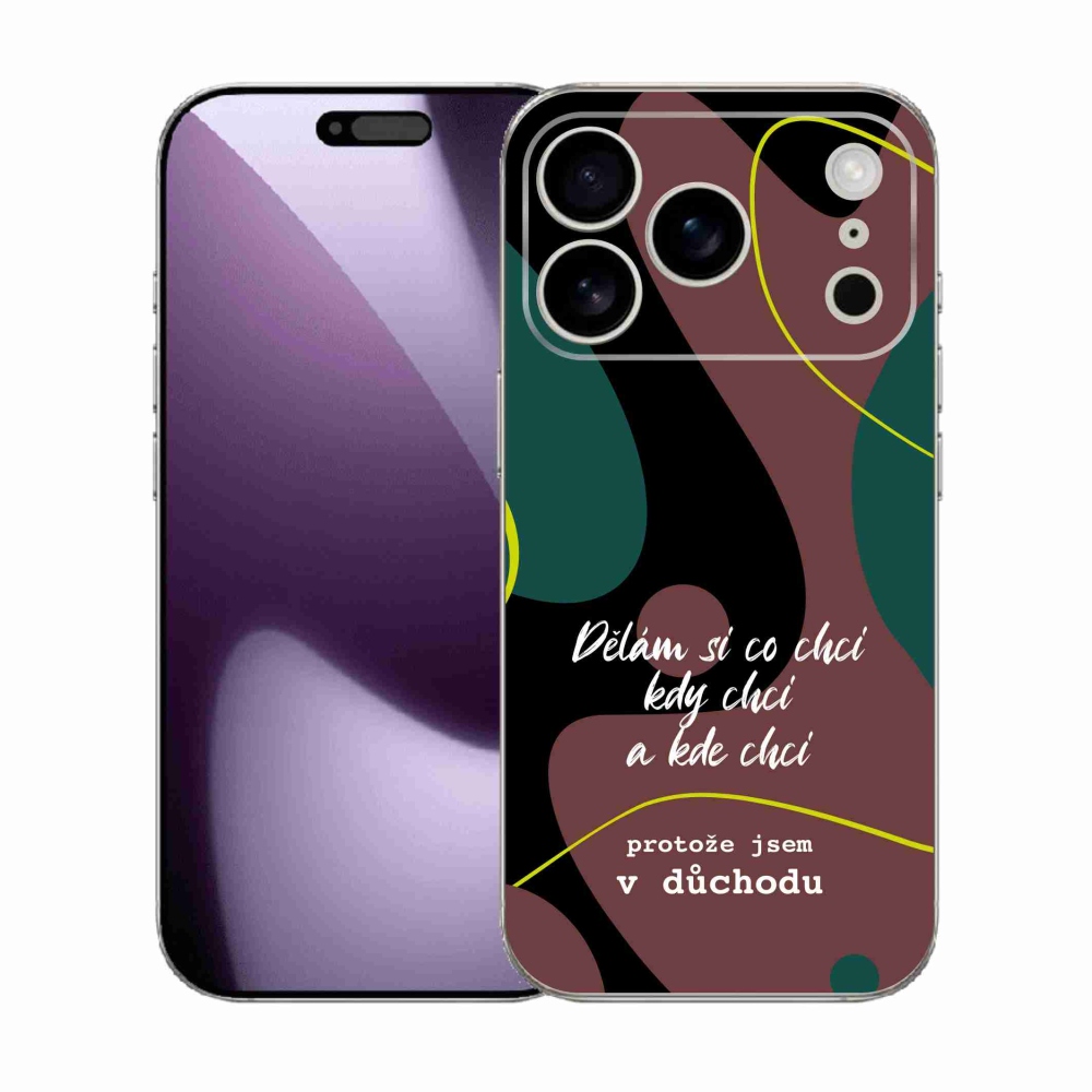 Gél borítás mmCase iPhone 17 Pro készülékhez - vicces szöveg 10 fekete háttér
