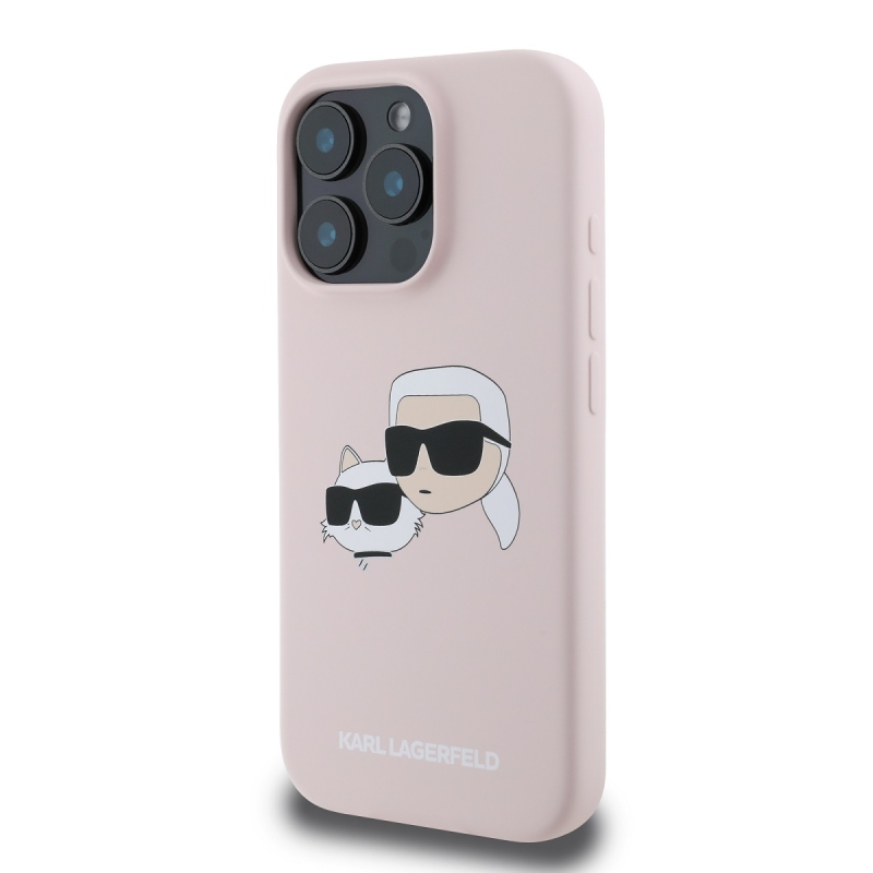 Karl Lagerfeld folyékony szilikon duplafejű MagSafe hátlap iPhone 16 Pro Max rózsaszínű iPhone 16 Pro Max készülékhez